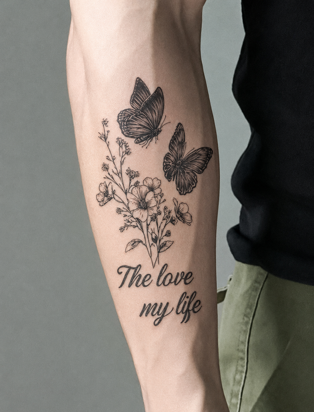 Love of My Life Butterfly &amp; Wildflower Semi-Permanent Tattoo