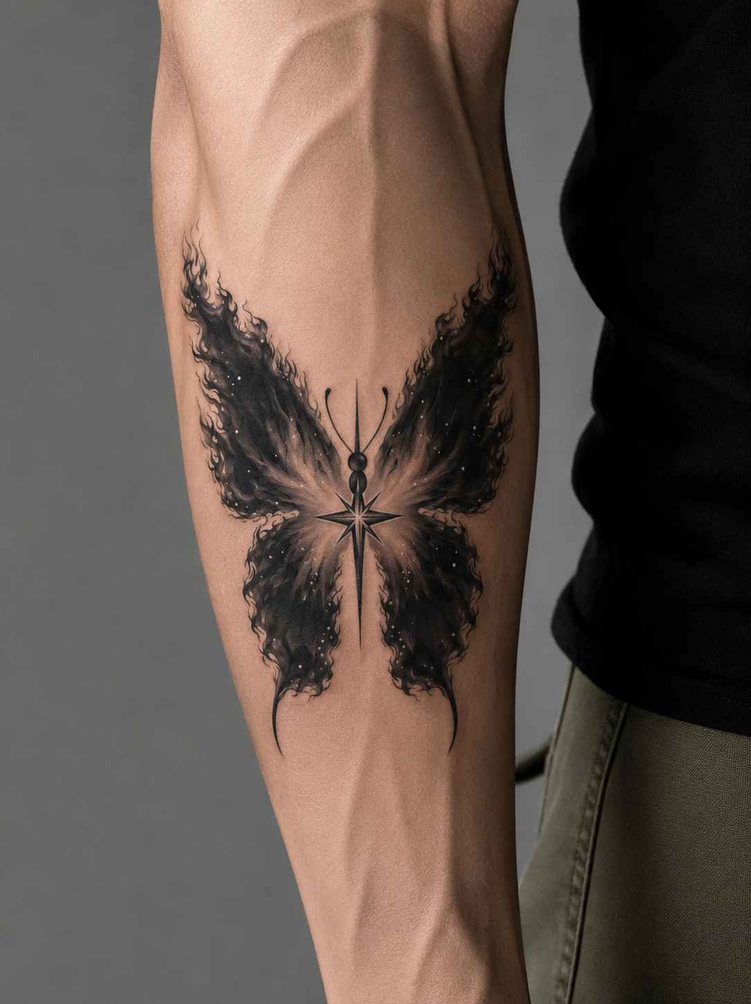 Cosmic Flame Butterfly Semi-Permanent Tattoo