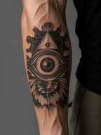 Crowned All-Seeing Eye Semi-Permanent Tattoo