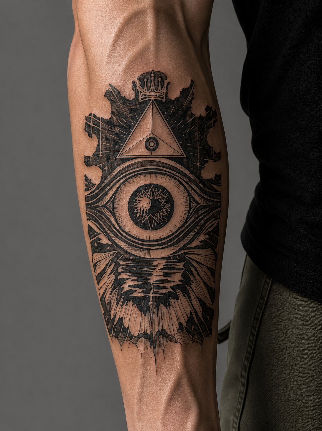 Crowned All-Seeing Eye Semi-Permanent Tattoo