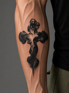 Ethereal Smoke Cross Semi-Permanent Tattoo