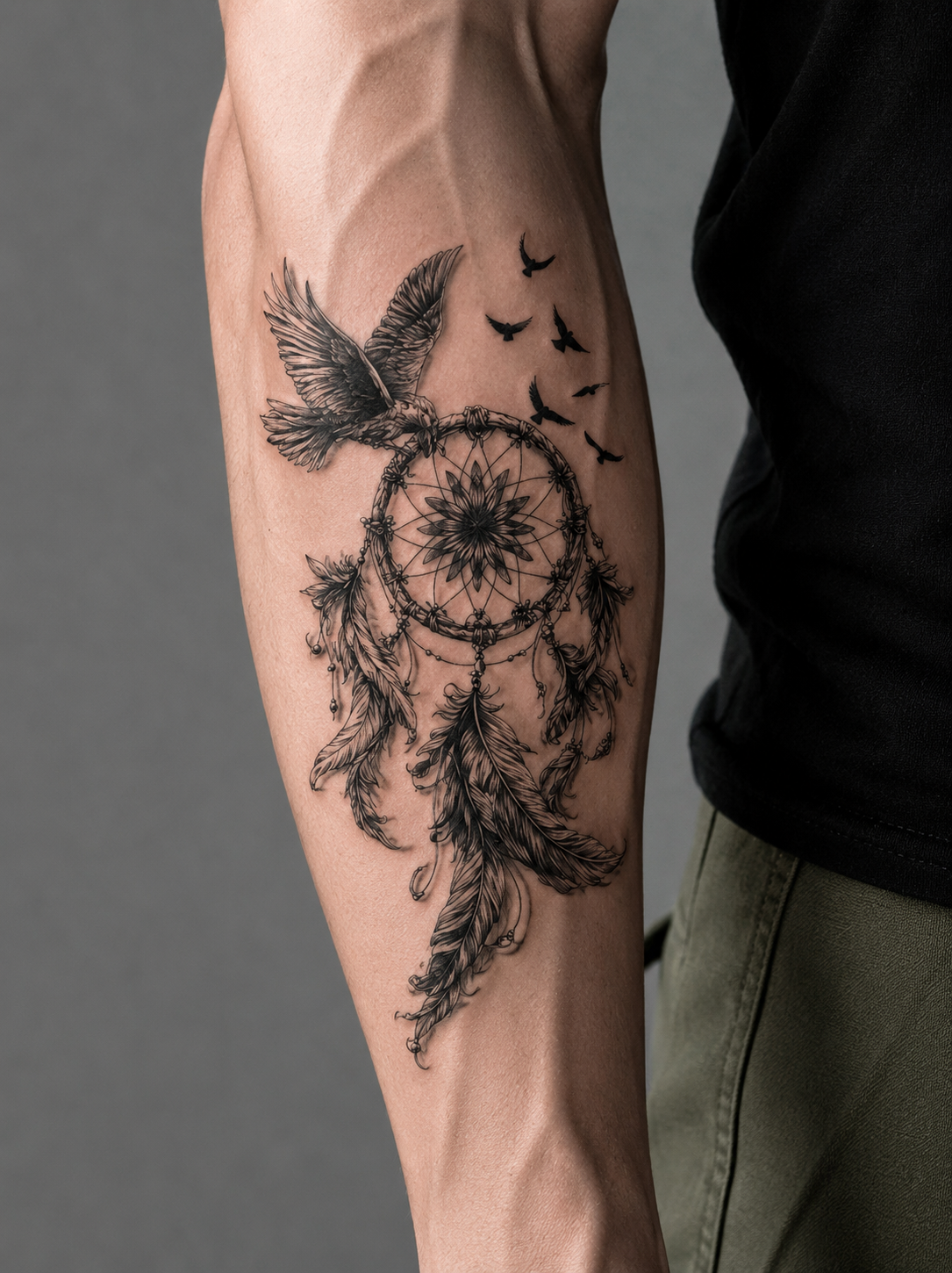 Eagle & Dreamcatcher-Inspired Semi-Permanent Tattoo