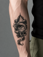 All-Seeing Eye Cosmic Pyramid Semi-Permanent Tattoo