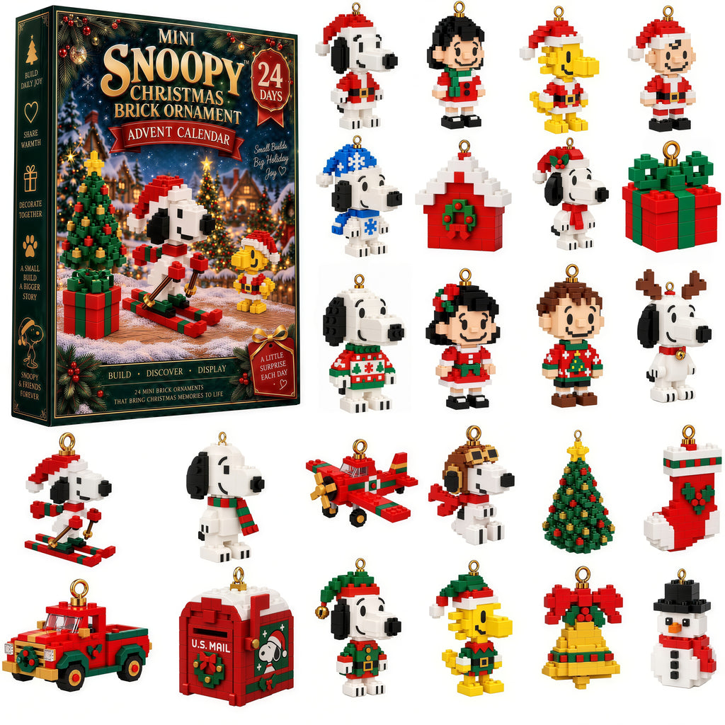 🎄 Christmas Memories – Snoopy 24-Day Mini Brick Ornament Advent Calendar