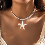 Dashingsoul Bohemian Rainbow Color Resin Pendant Starfish Multi-layered Necklace