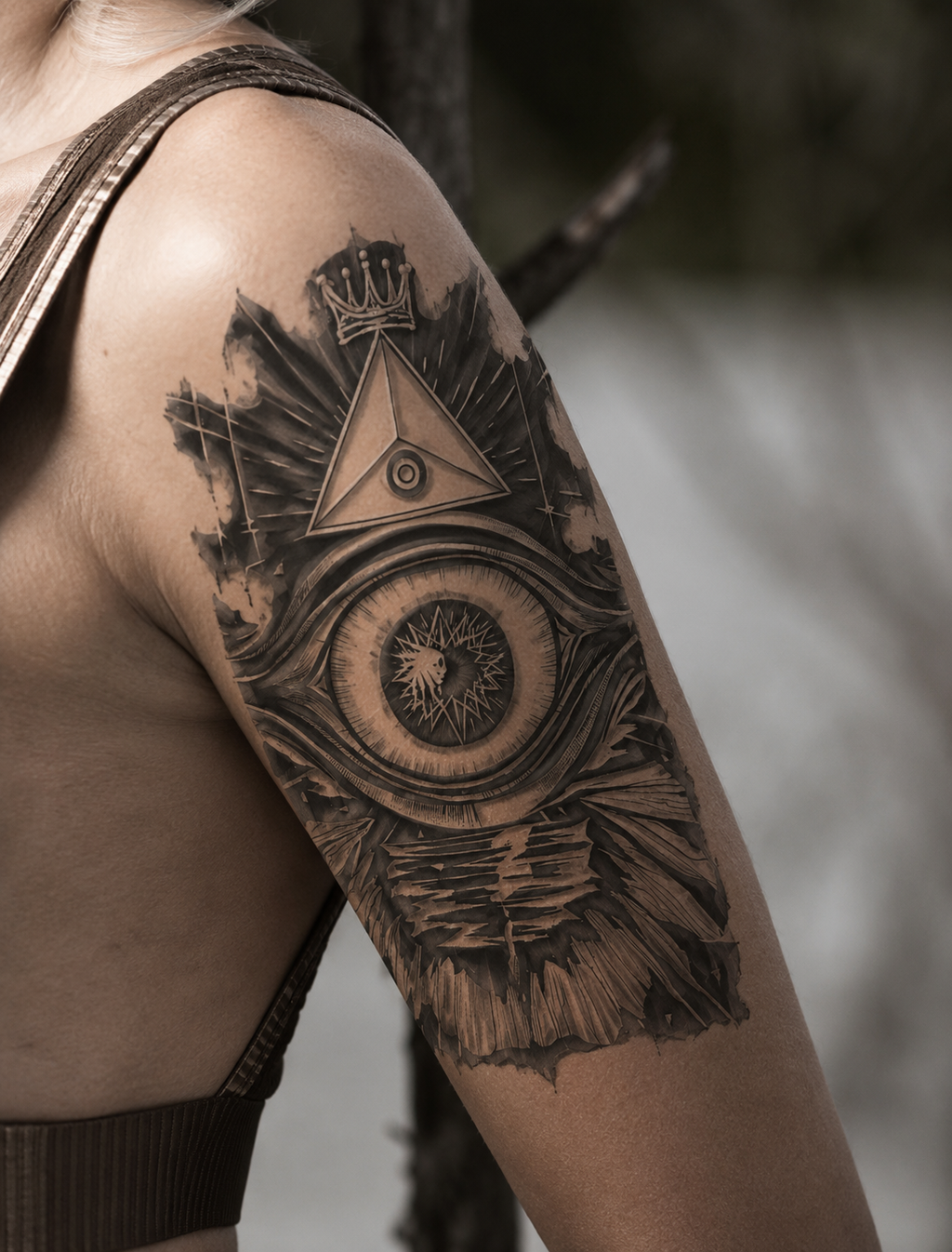 Crowned All-Seeing Eye Semi-Permanent Tattoo