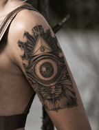 Crowned All-Seeing Eye Semi-Permanent Tattoo