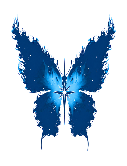 Cosmic Flame Butterfly Semi-Permanent Tattoo