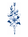 Floral Arrow Geometric Semi-Permanent Tattoo