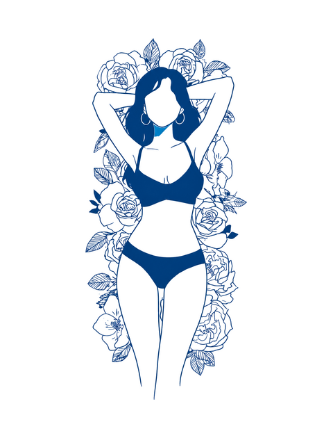 Floral Feminine Silhouette Semi-Permanent Tattoo